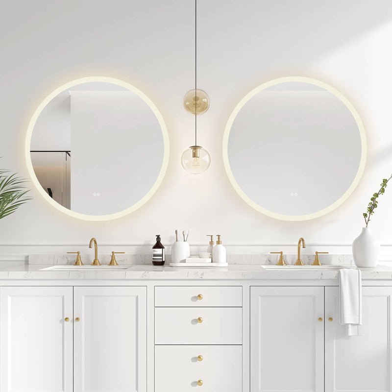 Vinnova 803832C-LED-AC Moscow 32" W x 32" H Circular Aluminum Frameless LED Wall Mount Bathroom Vanity Mirror