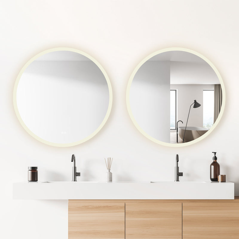 Vinnova 803836C-LED-AC Moscow 36" W x 36" H Circular Aluminum Frameless LED Wall Mount Bathroom Vanity Mirror