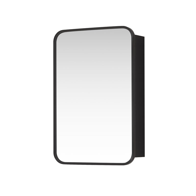 Vinnova 804216-MCB-BB Talayuela 16"W x 24"H Rectangular Aluminum Framed Medicine Cabinet in Brushed Black
