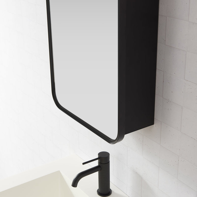 Vinnova 804216-MCB-BB Talayuela 16"W x 24"H Rectangular Aluminum Framed Medicine Cabinet in Brushed Black
