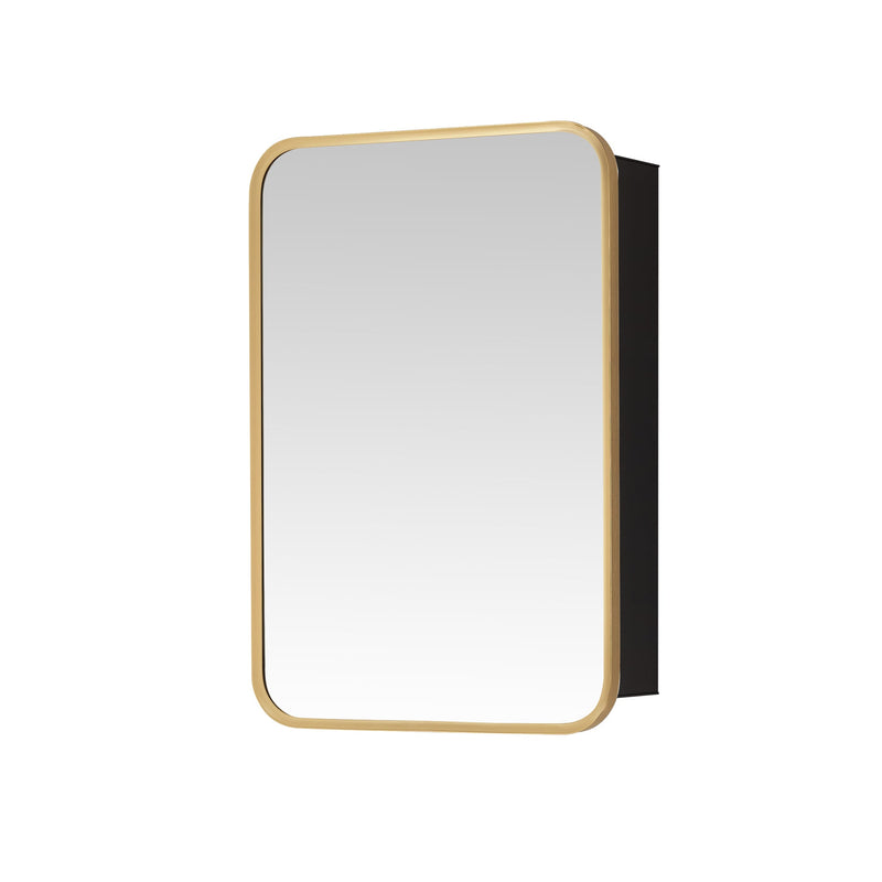 Vinnova 804216-MCB-BG Talayuela 16"W x 24"H Rectangular Aluminum Framed Medicine Cabinet in Brushed Gold
