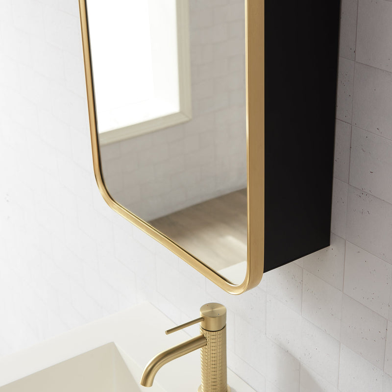 Vinnova 804216-MCB-BG Talayuela 16"W x 24"H Rectangular Aluminum Framed Medicine Cabinet in Brushed Gold