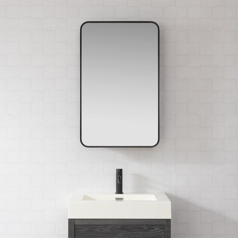 Vinnova 804220-MCB-BB Talayuela 20"W x 32"H Rectangular Aluminum Framed Medicine Cabinet in Brushed Black