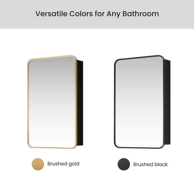 Vinnova 804220-MCB-BG Talayuela 20"W x 32"H Rectangular Aluminum Framed Medicine Cabinet in Brushed Gold