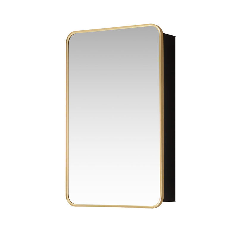 Vinnova 804220-MCB-BG Talayuela 20"W x 32"H Rectangular Aluminum Framed Medicine Cabinet in Brushed Gold
