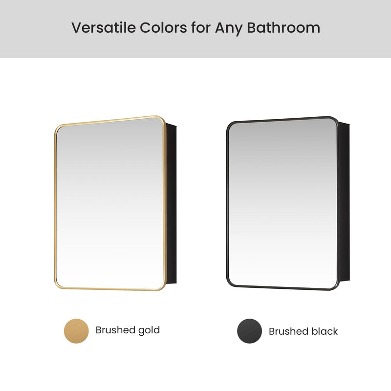Vinnova 804224-MCB-BB Talayuela 24"W x 32"H Rectangular Aluminum Framed Medicine Cabinet in Brushed Black