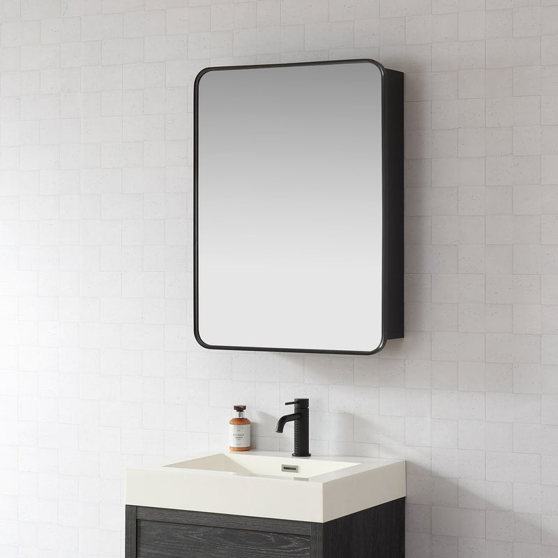 Vinnova 804224-MCB-BB Talayuela 24"W x 32"H Rectangular Aluminum Framed Medicine Cabinet in Brushed Black