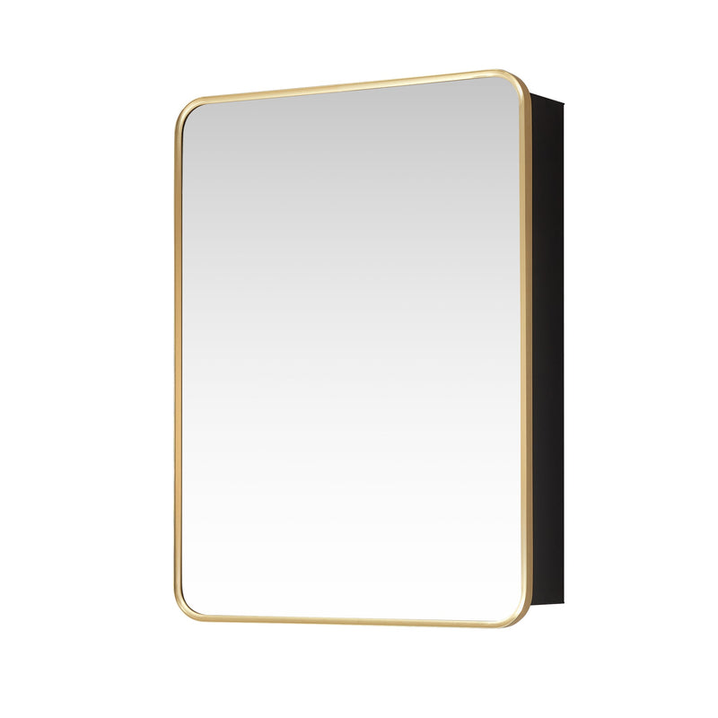 Vinnova 804224-MCB-BG Talayuela 24"W x 32"H Rectangular Aluminum Framed Medicine Cabinet in Brushed Gold