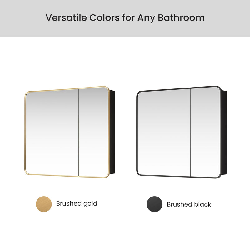 Vinnova 804236-MCB-BB Talayuela 36"W x 32"H Rectangular Aluminum Framed Medicine Cabinet in Brushed Black