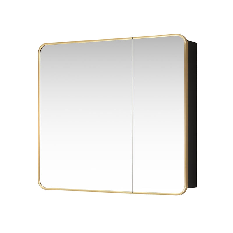 Vinnova 804236-MCB-BG Talayuela 36"W x 32"H Rectangular Aluminum Framed Medicine Cabinet in Brushed Gold