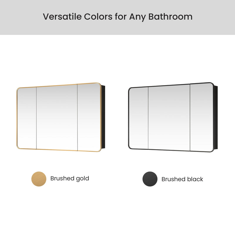 Vinnova 804248-MCB-BG Talayuela 48"W x 32"H Rectangular Aluminum Framed Medicine Cabinet in Brushed Gold