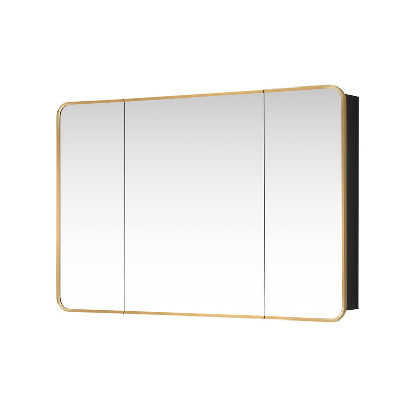Vinnova 804248-MCB-BG Talayuela 48"W x 32"H Rectangular Aluminum Framed Medicine Cabinet in Brushed Gold