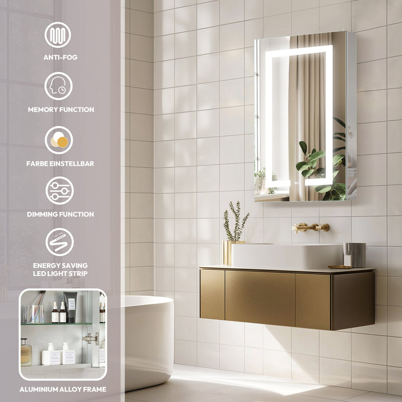 Vinnova 804320R-LED-MC Santona 20" W x 32" H Rectangular Medicine Cabinet with Aluminum Frameless LED Mirror