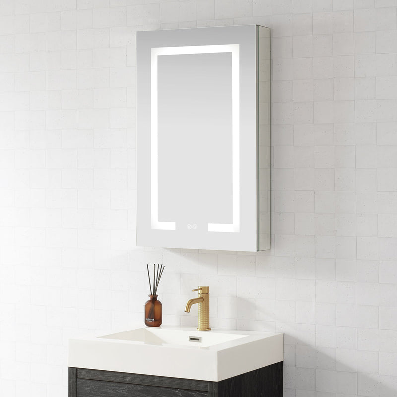 Vinnova 804320R-LED-MC Santona 20" W x 32" H Rectangular Medicine Cabinet with Aluminum Frameless LED Mirror
