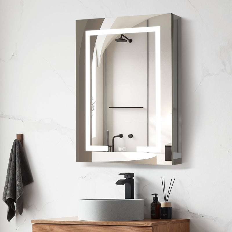 Vinnova 804324R-LED-MC Santona 24" W x 32" H Rectangular Medicine Cabinet with Aluminum Frameless LED Mirror