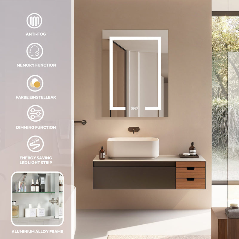 Vinnova 804324R-LED-MC Santona 24" W x 32" H Rectangular Medicine Cabinet with Aluminum Frameless LED Mirror