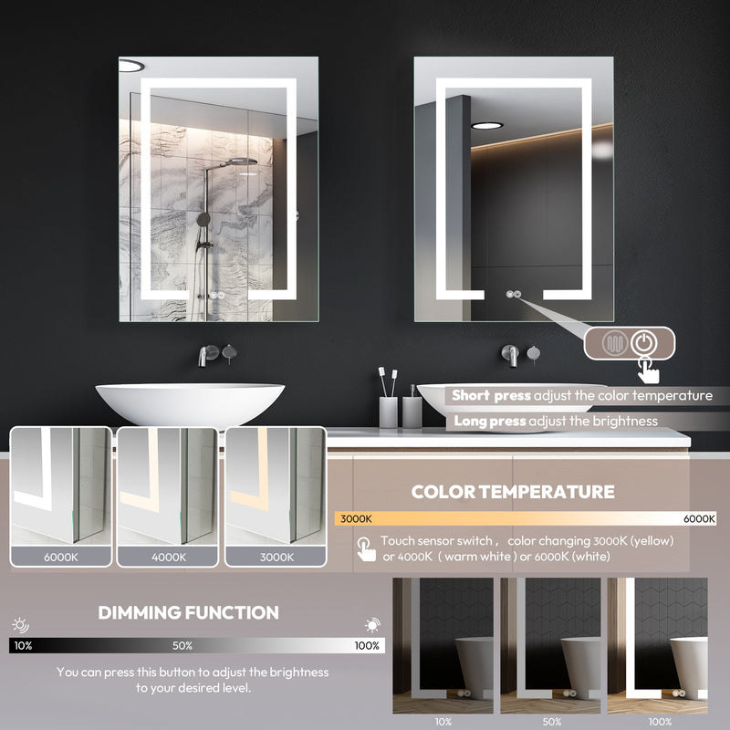 Vinnova 804324R-LED-MC Santona 24" W x 32" H Rectangular Medicine Cabinet with Aluminum Frameless LED Mirror