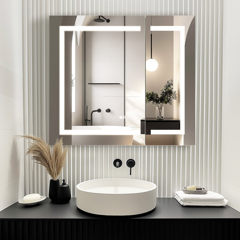 Vinnova 804336R-LED-MC Santona 36" W x 32" H Rectangular Medicine Cabinet with Aluminum Frameless LED Mirror