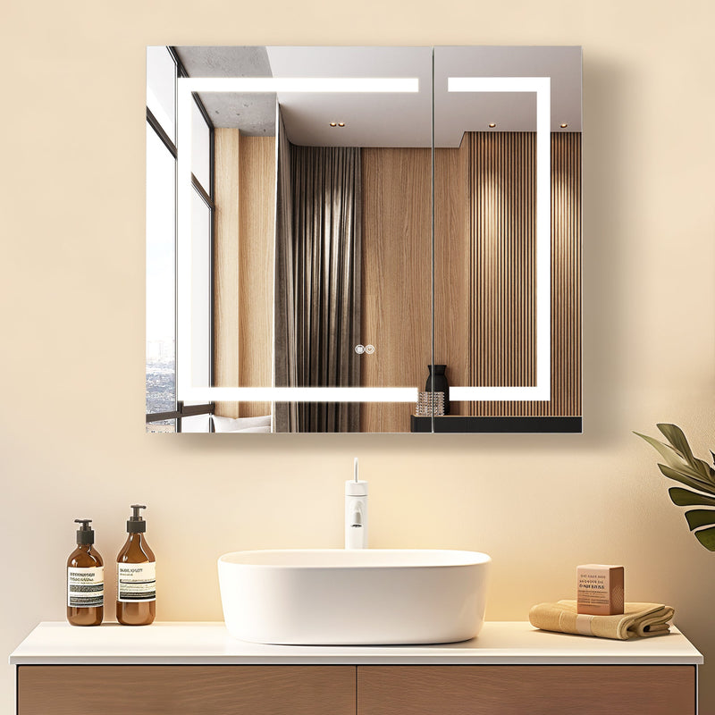 Vinnova 804336R-LED-MC Santona 36" W x 32" H Rectangular Medicine Cabinet with Aluminum Frameless LED Mirror