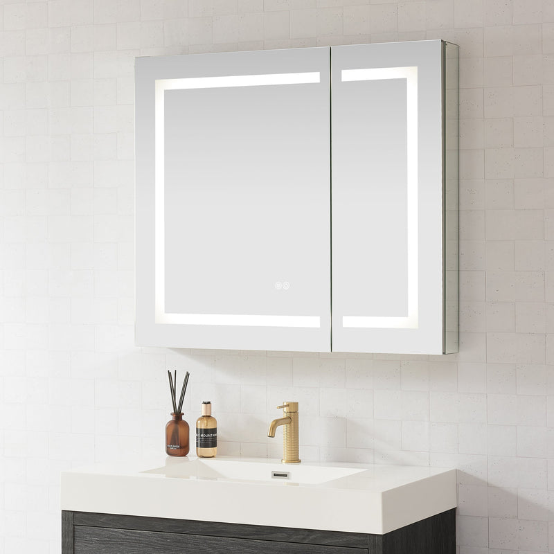 Vinnova 804336R-LED-MC Santona 36" W x 32" H Rectangular Medicine Cabinet with Aluminum Frameless LED Mirror