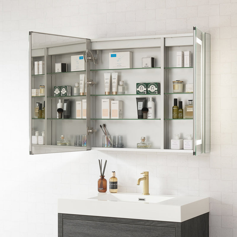 Vinnova 804336R-LED-MC Santona 36" W x 32" H Rectangular Medicine Cabinet with Aluminum Frameless LED Mirror
