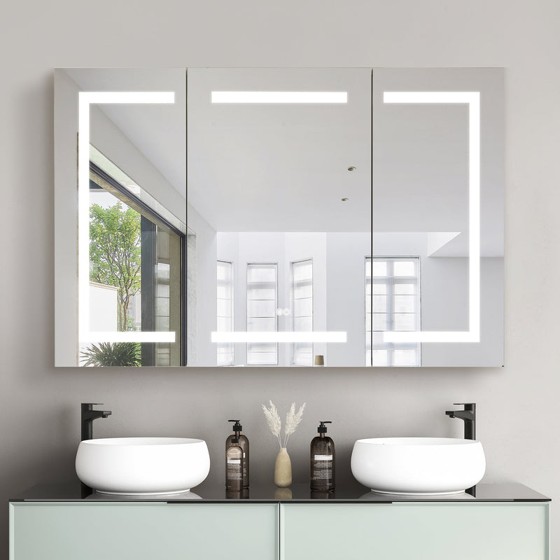 Vinnova 804348R-LED-MC Santona 48" W x 32" H Rectangular Medicine Cabinet with Aluminum Frameless LED Mirror