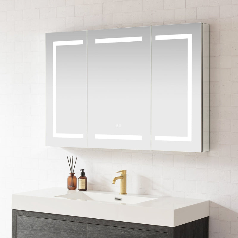 Vinnova 804348R-LED-MC Santona 48" W x 32" H Rectangular Medicine Cabinet with Aluminum Frameless LED Mirror