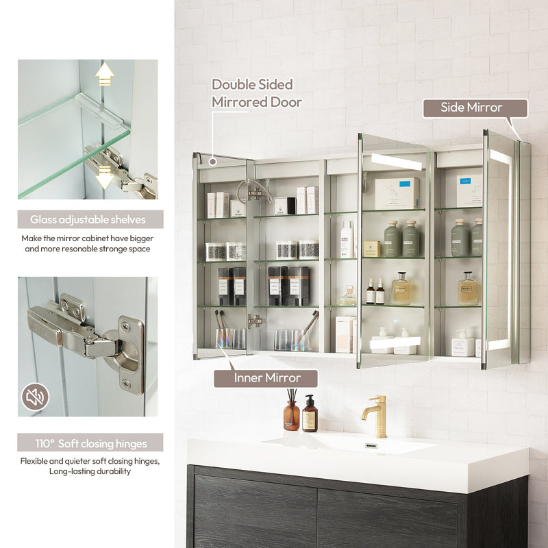Vinnova 804348R-LED-MC Santona 48" W x 32" H Rectangular Medicine Cabinet with Aluminum Frameless LED Mirror