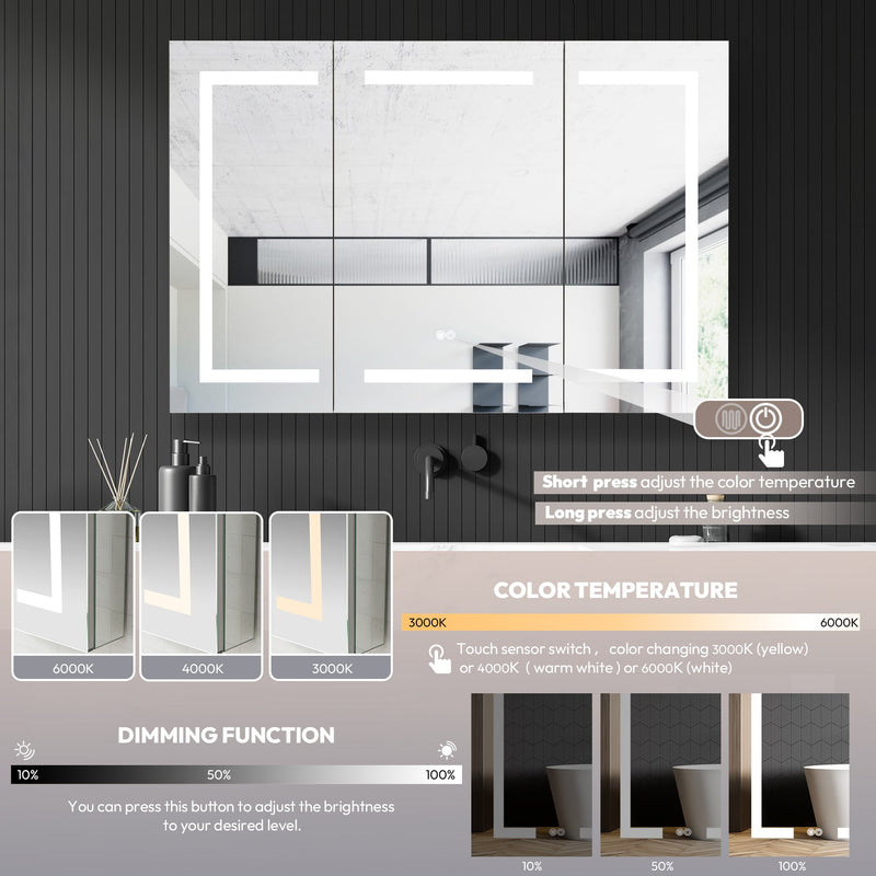 Vinnova 804348R-LED-MC Santona 48" W x 32" H Rectangular Medicine Cabinet with Aluminum Frameless LED Mirror