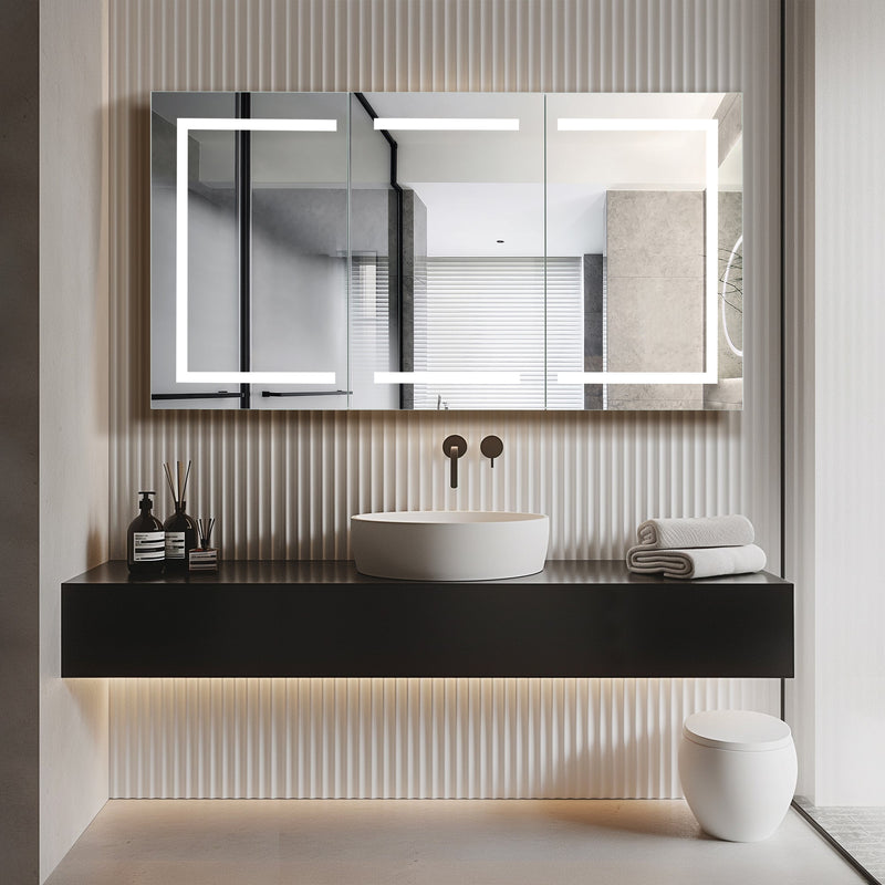 Vinnova 804360R-LED-MC Santona 60" W x 32" H Rectangular Medicine Cabinet with Aluminum Frameless LED Mirror