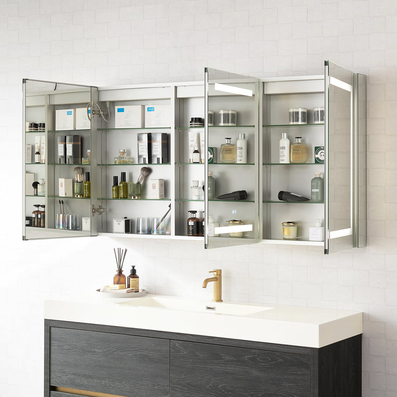 Vinnova 804360R-LED-MC Santona 60" W x 32" H Rectangular Medicine Cabinet with Aluminum Frameless LED Mirror