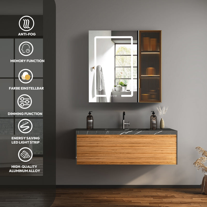 Vinnova 804530-MCB-LED Cervia 30" W x 29.5" H Rectangular Medicine Cabinet with Aluminum Frameless LED Mirror