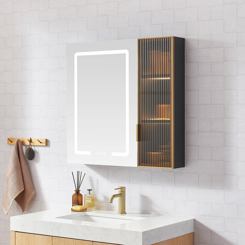 Vinnova 804530-MCB-LED Cervia 30" W x 29.5" H Rectangular Medicine Cabinet with Aluminum Frameless LED Mirror