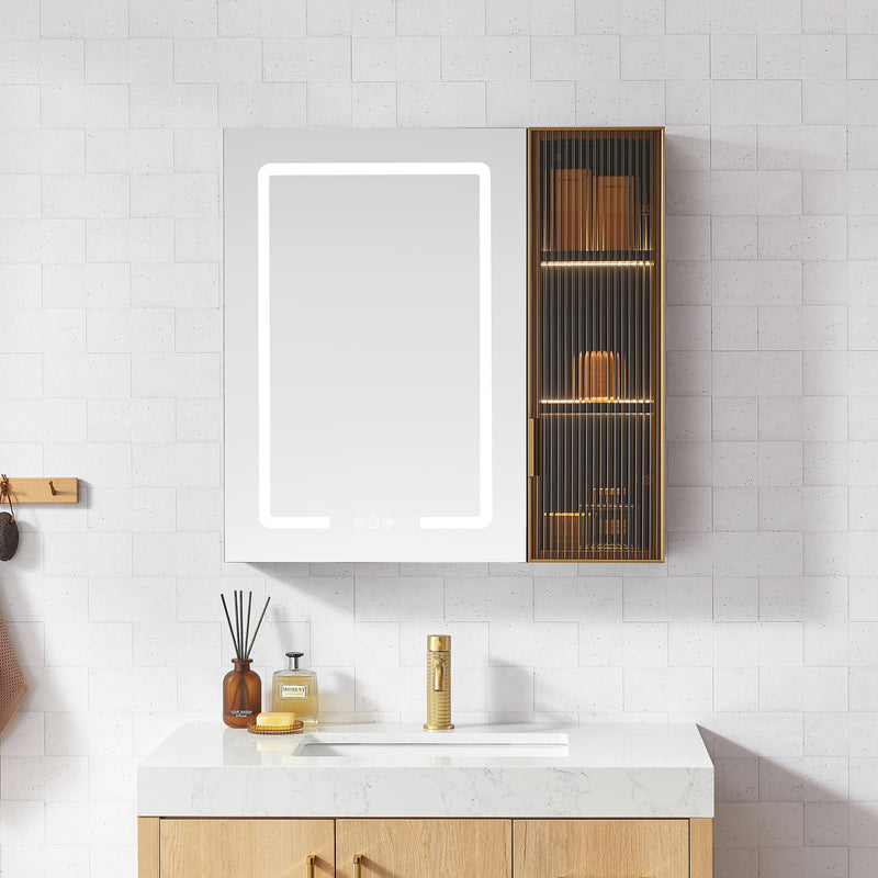 Vinnova 804530-MCB-LED Cervia 30" W x 29.5" H Rectangular Medicine Cabinet with Aluminum Frameless LED Mirror