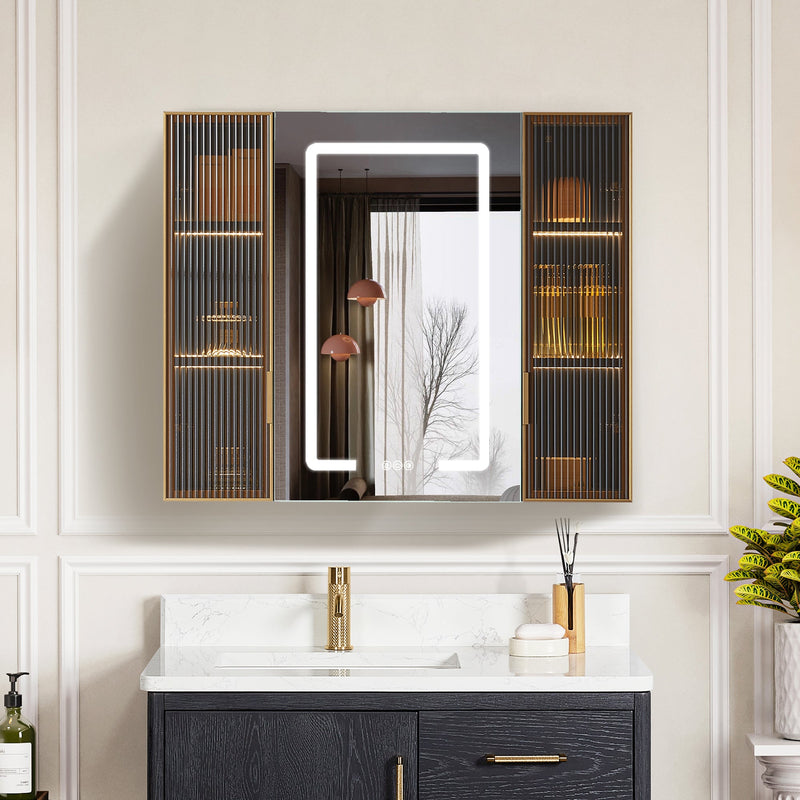 Vinnova 804536-MCB-LED Cervia 35" W x 29.5" H Rectangular Medicine Cabinet with Aluminum Frameless LED Mirror