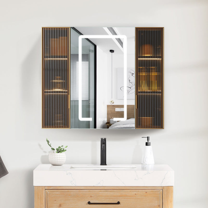 Vinnova 804536-MCB-LED Cervia 35" W x 29.5" H Rectangular Medicine Cabinet with Aluminum Frameless LED Mirror