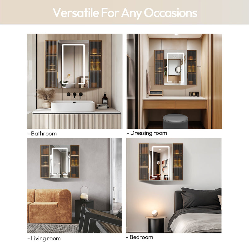 Vinnova 804536-MCB-LED Cervia 35" W x 29.5" H Rectangular Medicine Cabinet with Aluminum Frameless LED Mirror