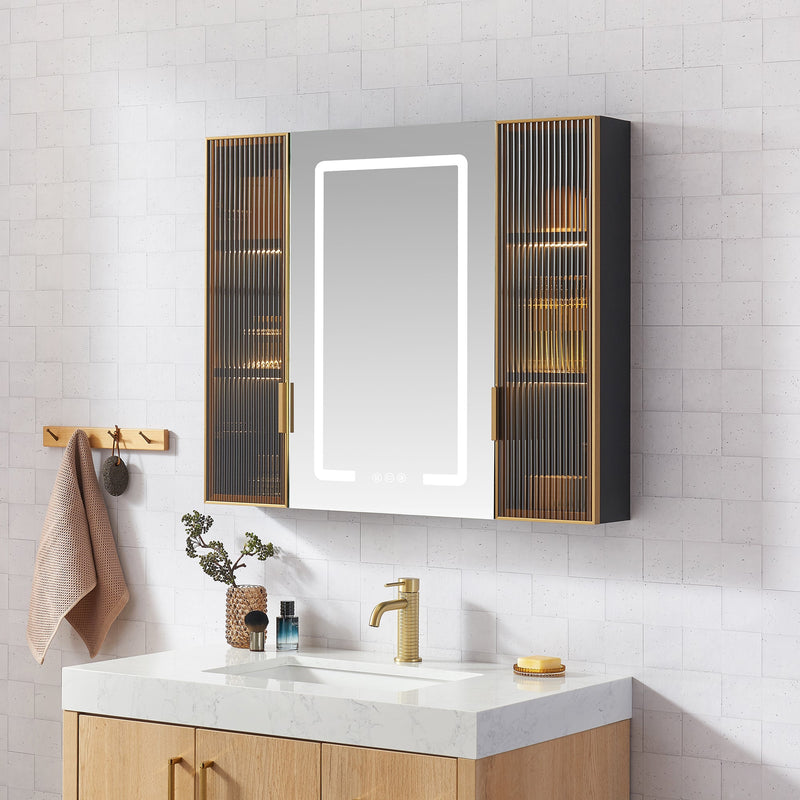 Vinnova 804536-MCB-LED Cervia 35" W x 29.5" H Rectangular Medicine Cabinet with Aluminum Frameless LED Mirror