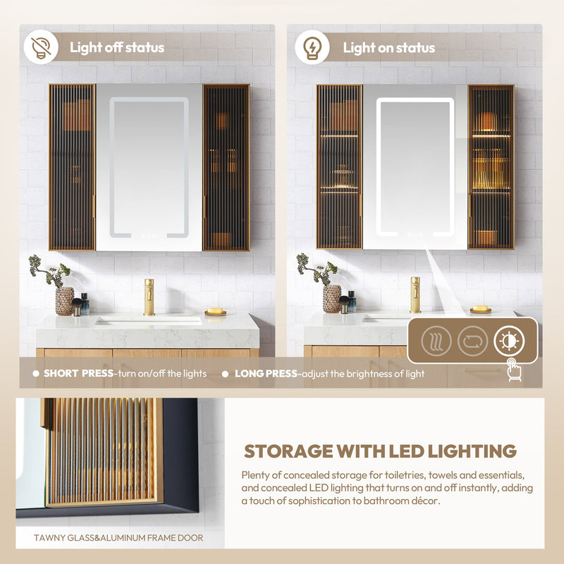Vinnova 804536-MCB-LED Cervia 35" W x 29.5" H Rectangular Medicine Cabinet with Aluminum Frameless LED Mirror