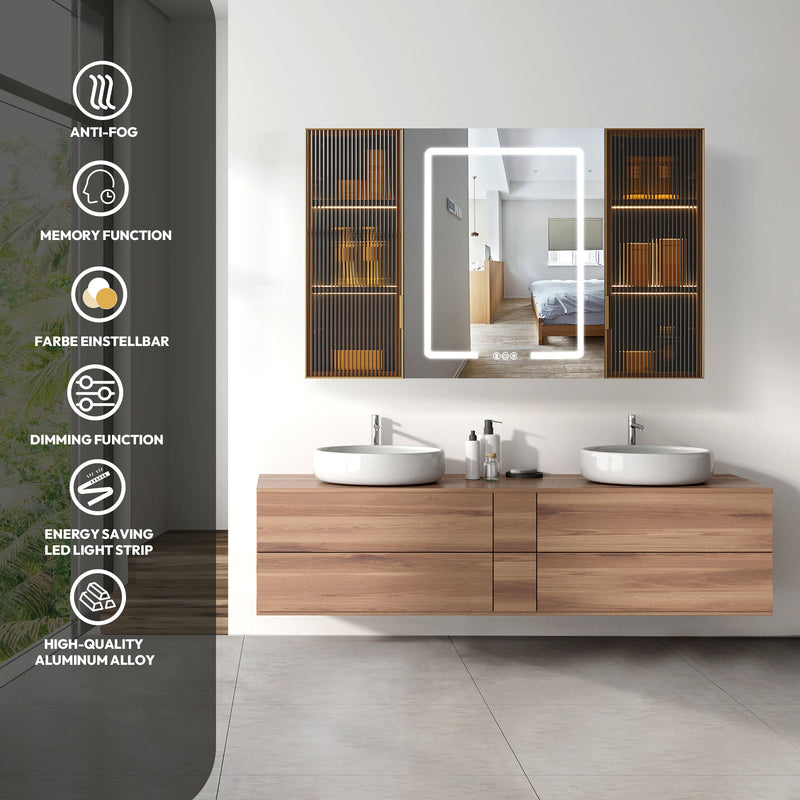 Vinnova 804548-MCB-LED Cervia 47.2" W x 29.5" H Rectangular Medicine Cabinet with Aluminum Frameless LED Mirror
