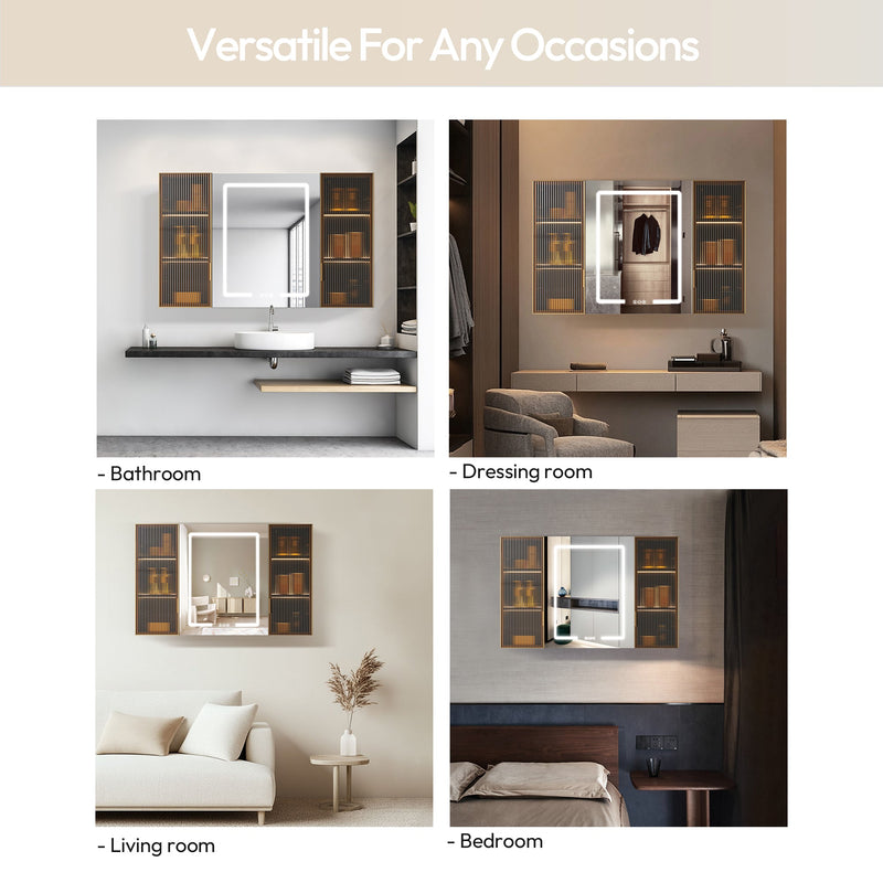 Vinnova 804548-MCB-LED Cervia 47.2" W x 29.5" H Rectangular Medicine Cabinet with Aluminum Frameless LED Mirror