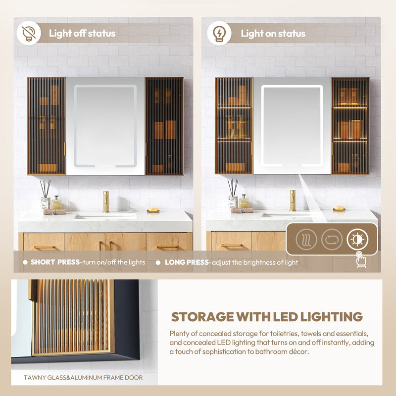 Vinnova 804548-MCB-LED Cervia 47.2" W x 29.5" H Rectangular Medicine Cabinet with Aluminum Frameless LED Mirror
