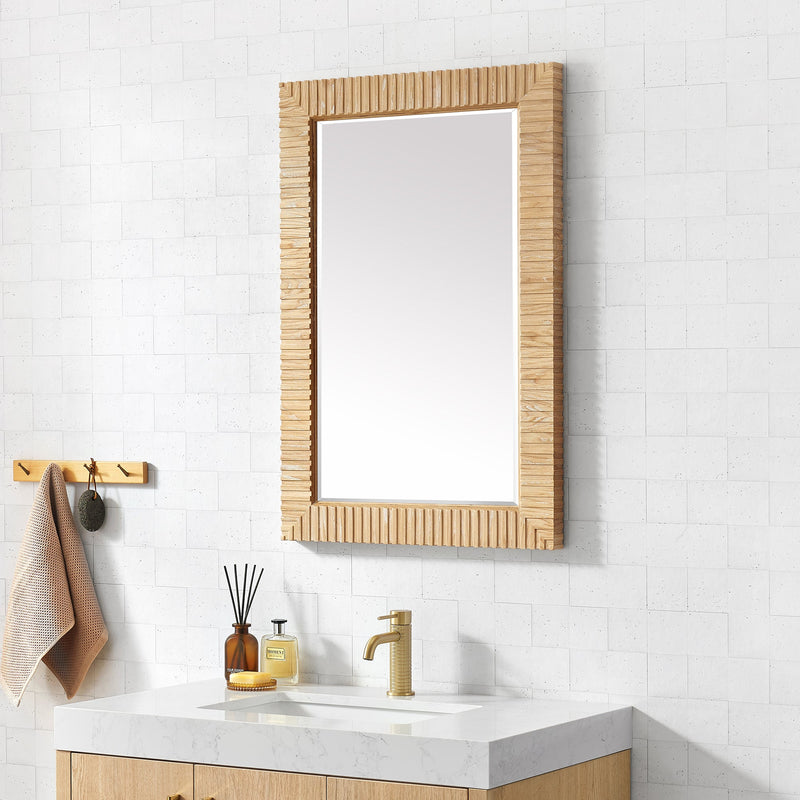 Vinnova 804724-MIR-WA Osaka 24" W x 35.8" H Rectangle Wood Framed Wall Mount Bathroom Vanity Art Mirror in Washed Ash Grey