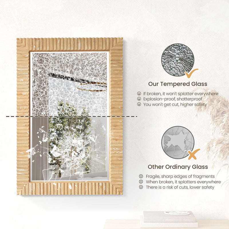 Vinnova 804724-MIR-WA Osaka 24" W x 35.8" H Rectangle Wood Framed Wall Mount Bathroom Vanity Art Mirror in Washed Ash Grey