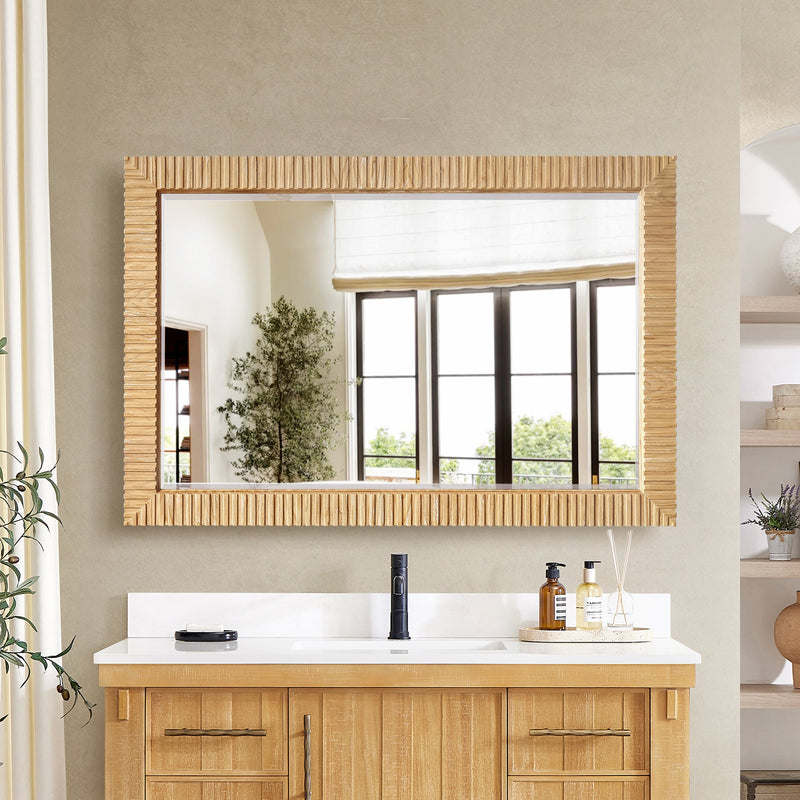 Vinnova 804748-MIR-WA Osaka 48" W x 31.9" H Rectangle Wood Framed Wall Mount Bathroom Vanity Art Mirror in Washed Ash Grey