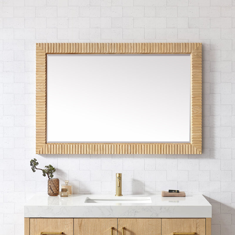 Vinnova 804748-MIR-WA Osaka 48" W x 31.9" H Rectangle Wood Framed Wall Mount Bathroom Vanity Art Mirror in Washed Ash Grey