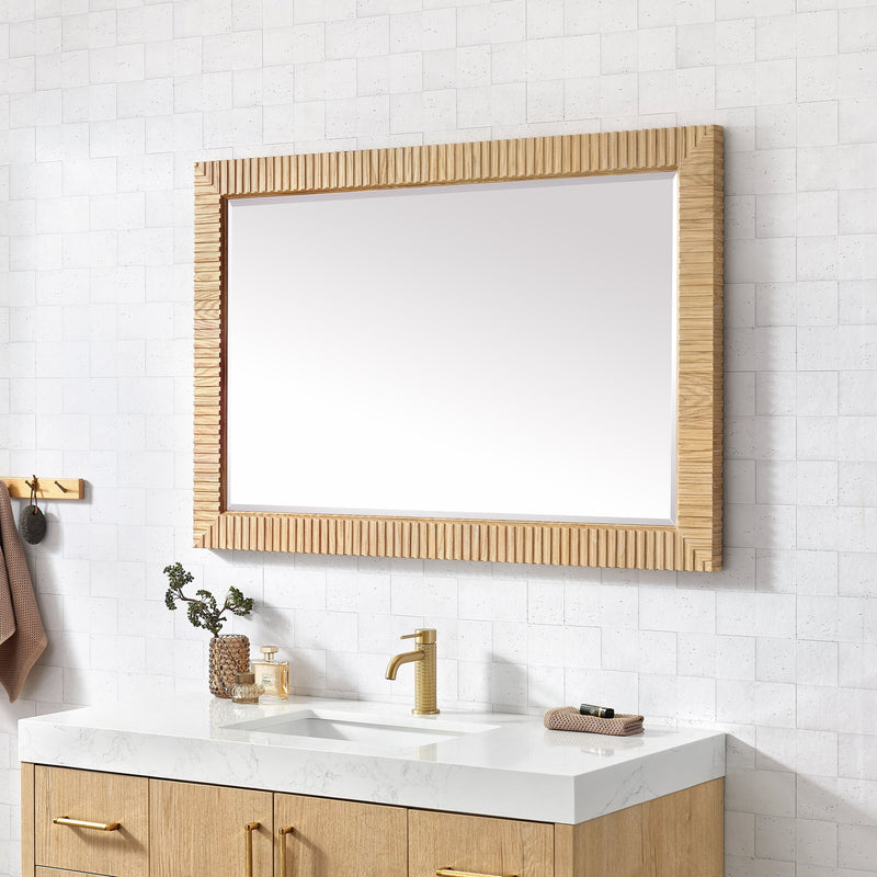 Vinnova 804748-MIR-WA Osaka 48" W x 31.9" H Rectangle Wood Framed Wall Mount Bathroom Vanity Art Mirror in Washed Ash Grey