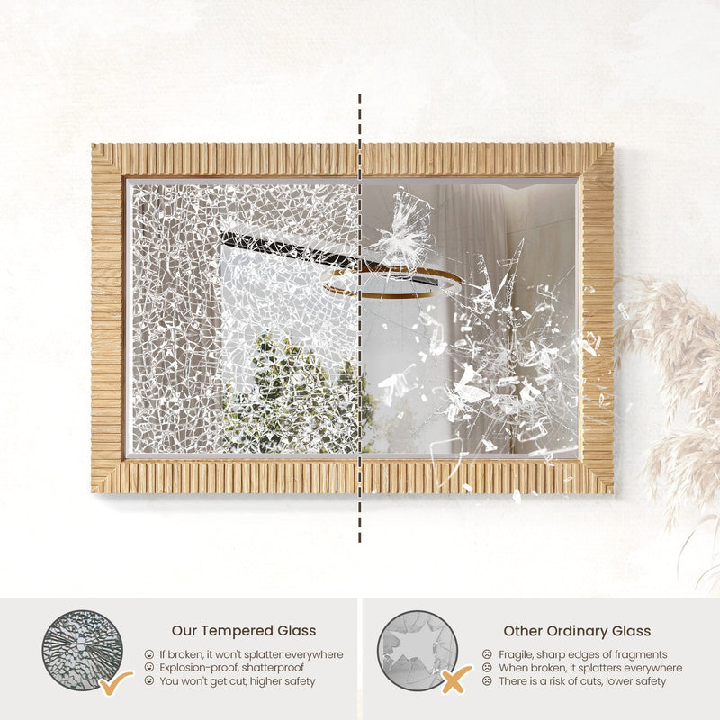 Vinnova 804748-MIR-WA Osaka 48" W x 31.9" H Rectangle Wood Framed Wall Mount Bathroom Vanity Art Mirror in Washed Ash Grey