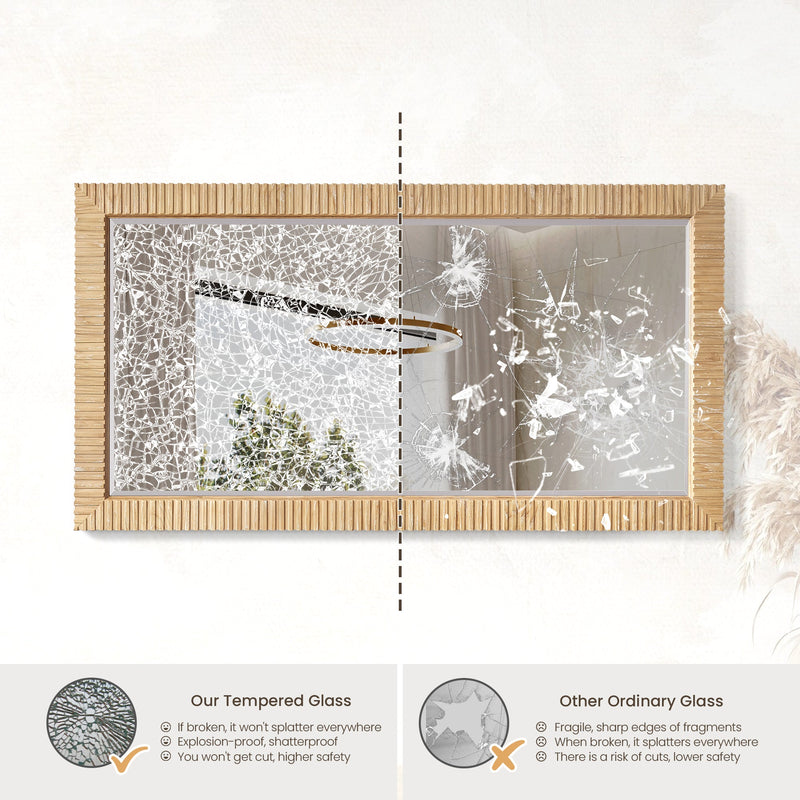 Vinnova 804760-MIR-WA Osaka 60" W x 31.9" H Rectangle Wood Framed Wall Mount Bathroom Vanity Art Mirror in Washed Ash Grey