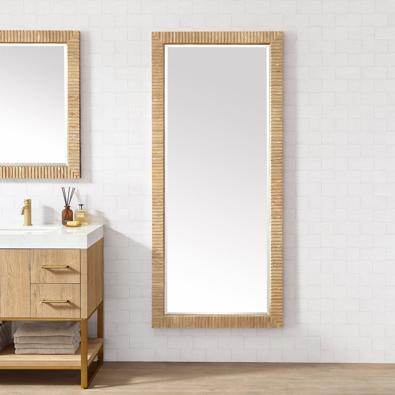 Vinnova 804772-MIR-WA Osaka 72" W x 31.9" H Rectangle Wood Framed Wall Mount Bathroom Vanity Art Mirror in Washed Ash Grey